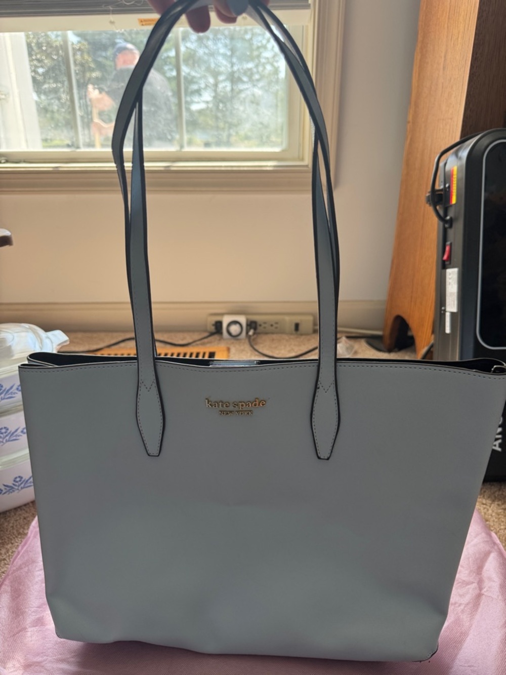 Kate Spade Light Blue Leather Tote with Gold Logo - Picture 2 of 14